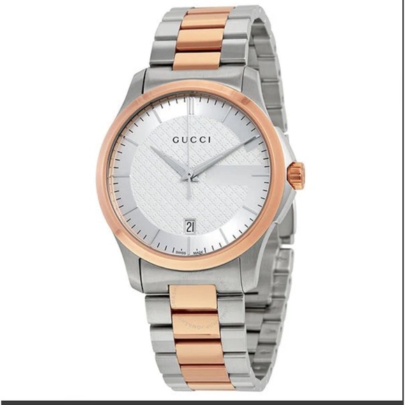 GUCCI G Timless Silver and Rose Gold Men’s Watch - Picture 3 of 6